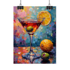 Colorful martini glass with lemon and olive Wall Art - Poster