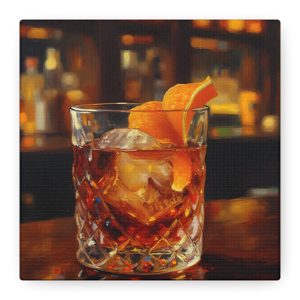 Whisky on Ice Wall Art -  Bar & Home Decor - Stretched Canvas