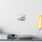 Pink Beach Cottage  Wall Art - Stretched Canvas