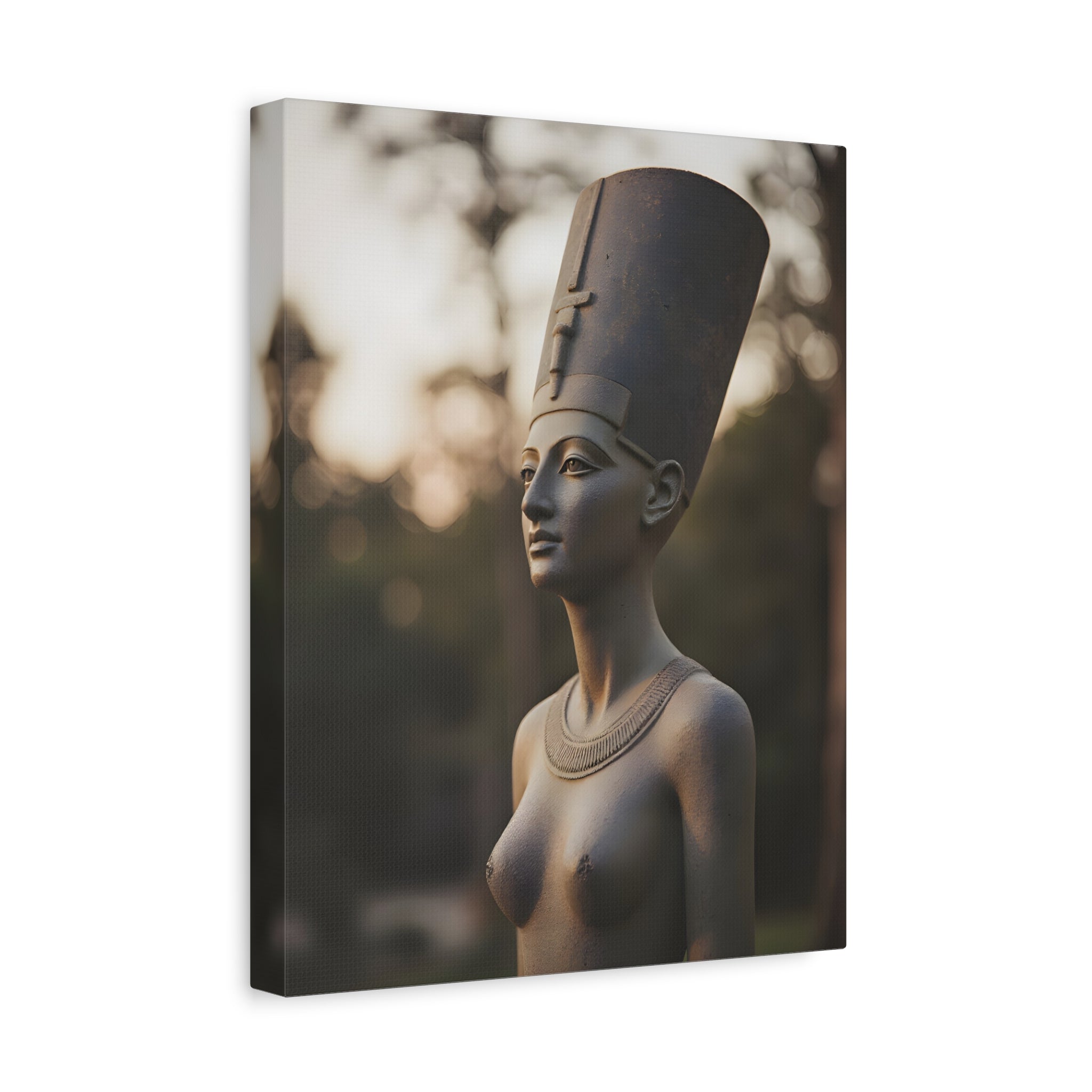 Nefertiti Bronze Statue Wall Art - Egyptian Sculpture Photography - Queen of Egypt - Stretched Canvas