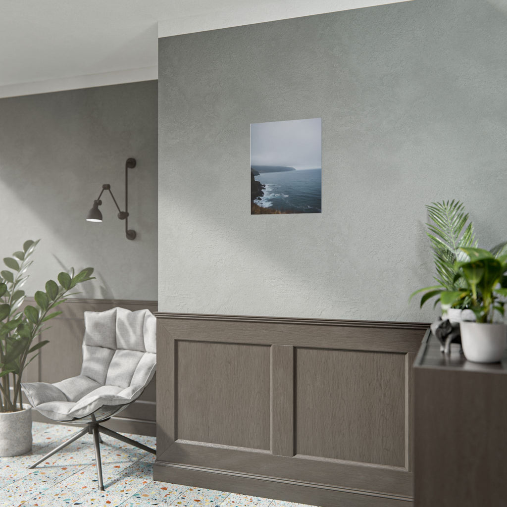 Foggy Coastal Cliff Wall Art  - Poster