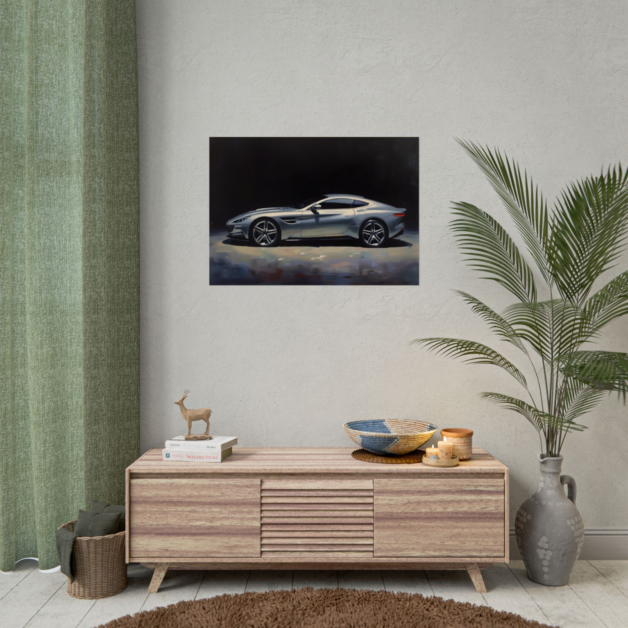 Sportwagen Poster - Zilveren GT Automotive Kunstprint (Opgerolde Poster)