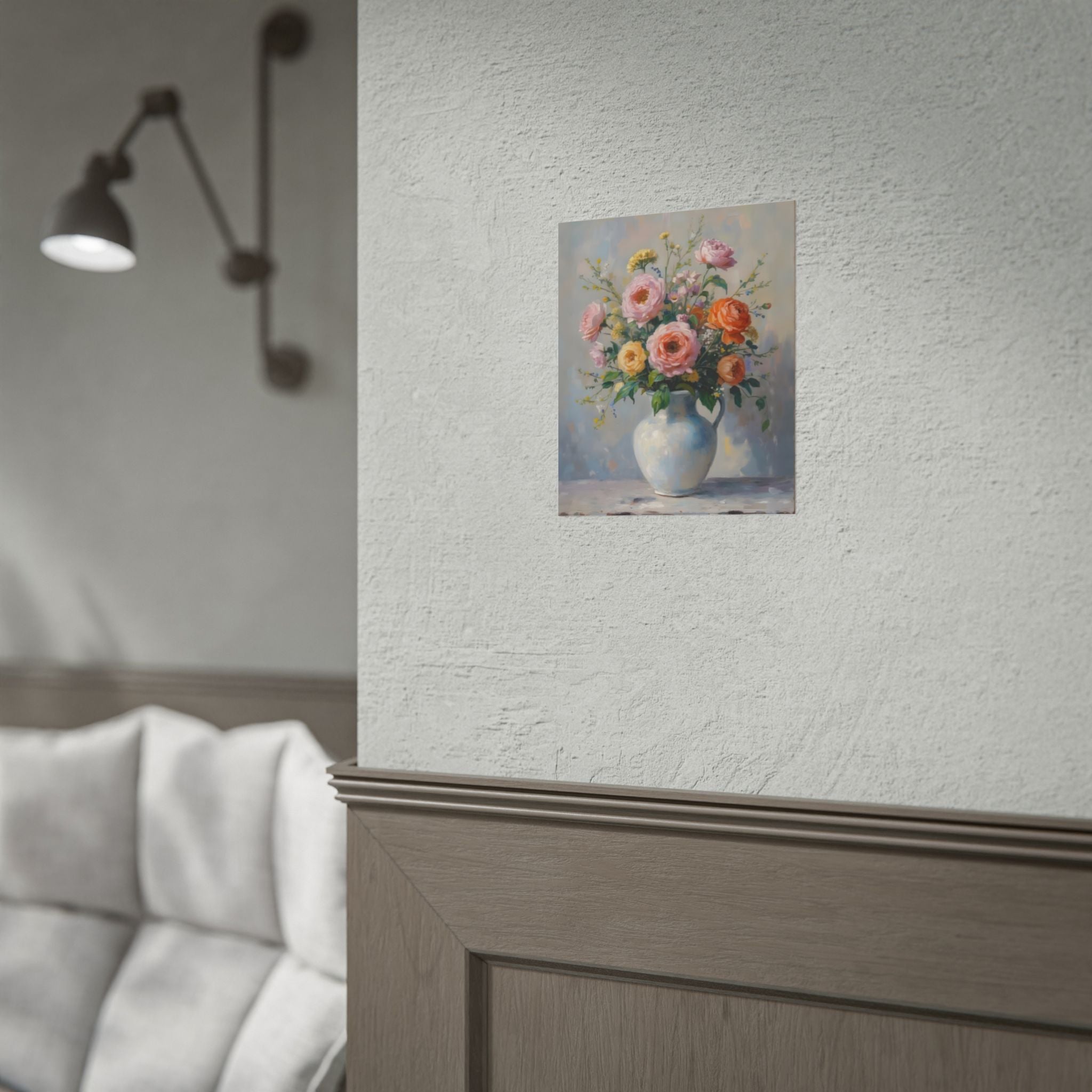 Kleurrijke rozen in een kan als wanddecoratie - Poster 