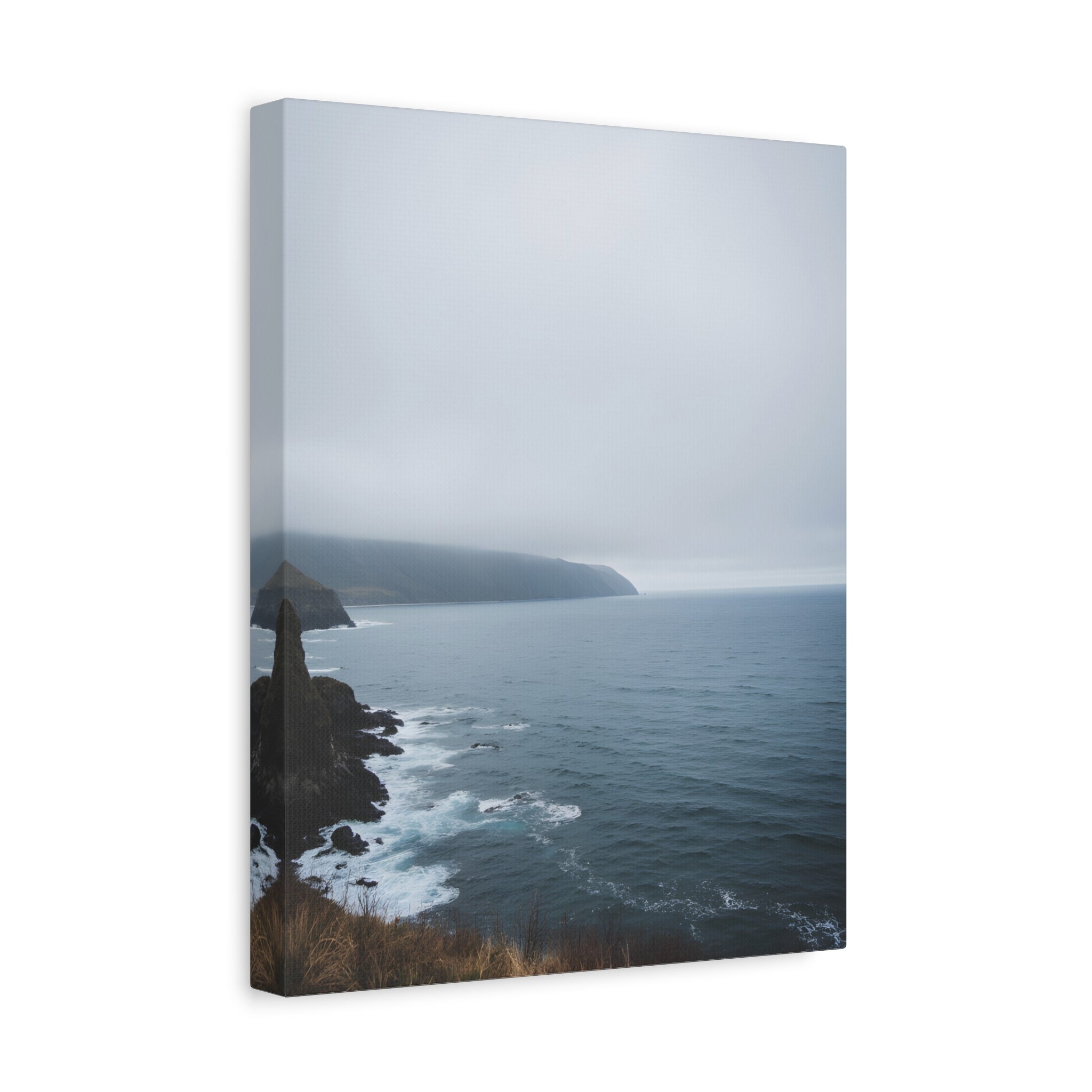 Foggy Coastal Cliff Wall Art  - Stretched Canvas