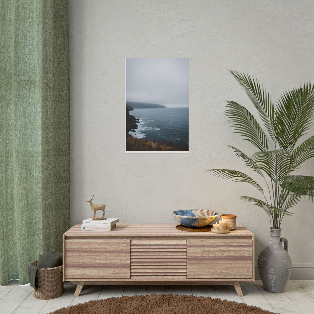 Foggy Coastal Cliff Wall Art  - Poster