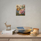Butterfly on Pink Rose Wall Art - Poster