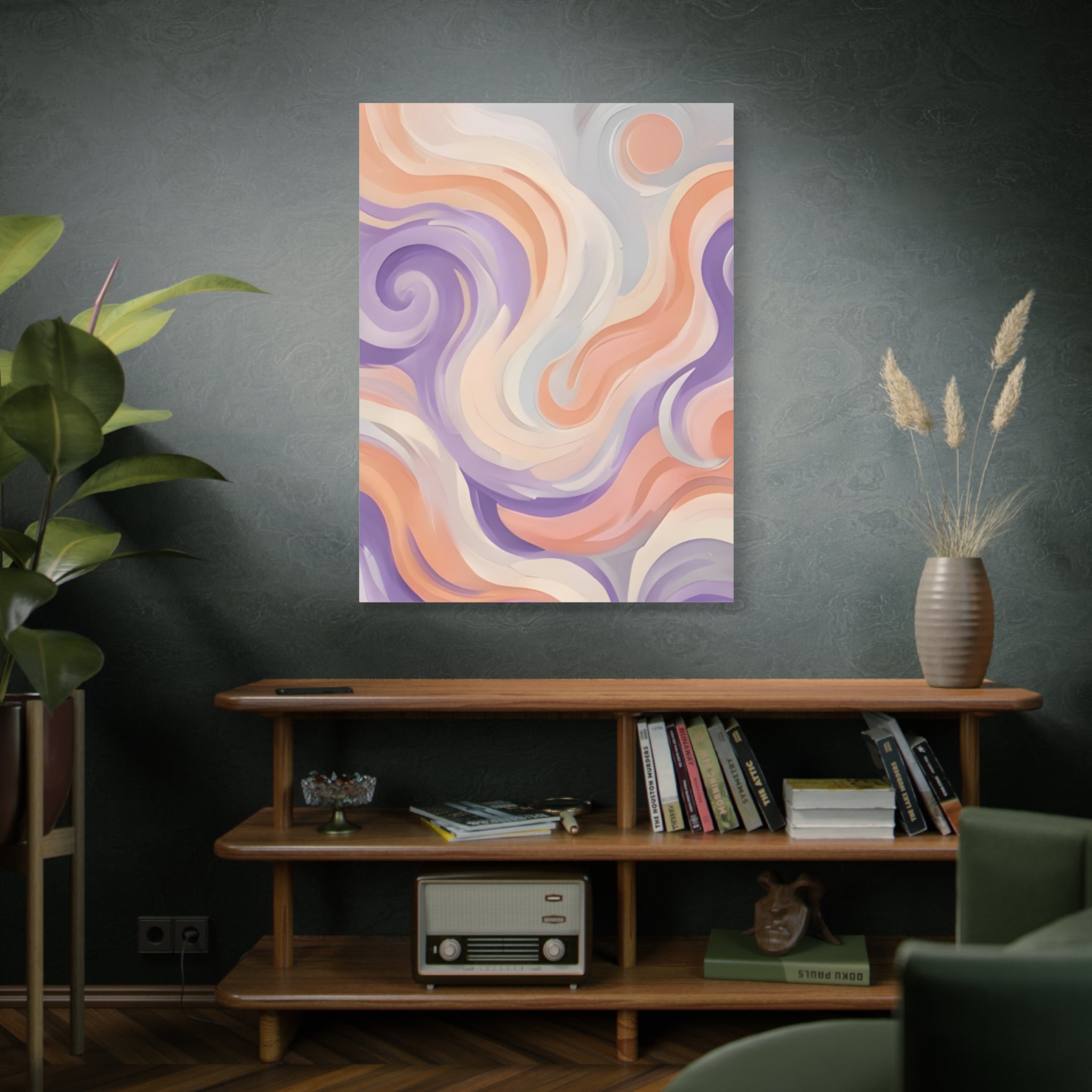 Abstract Swirl Matte Canvas Wall Art - Pastel Waves Stretched Print