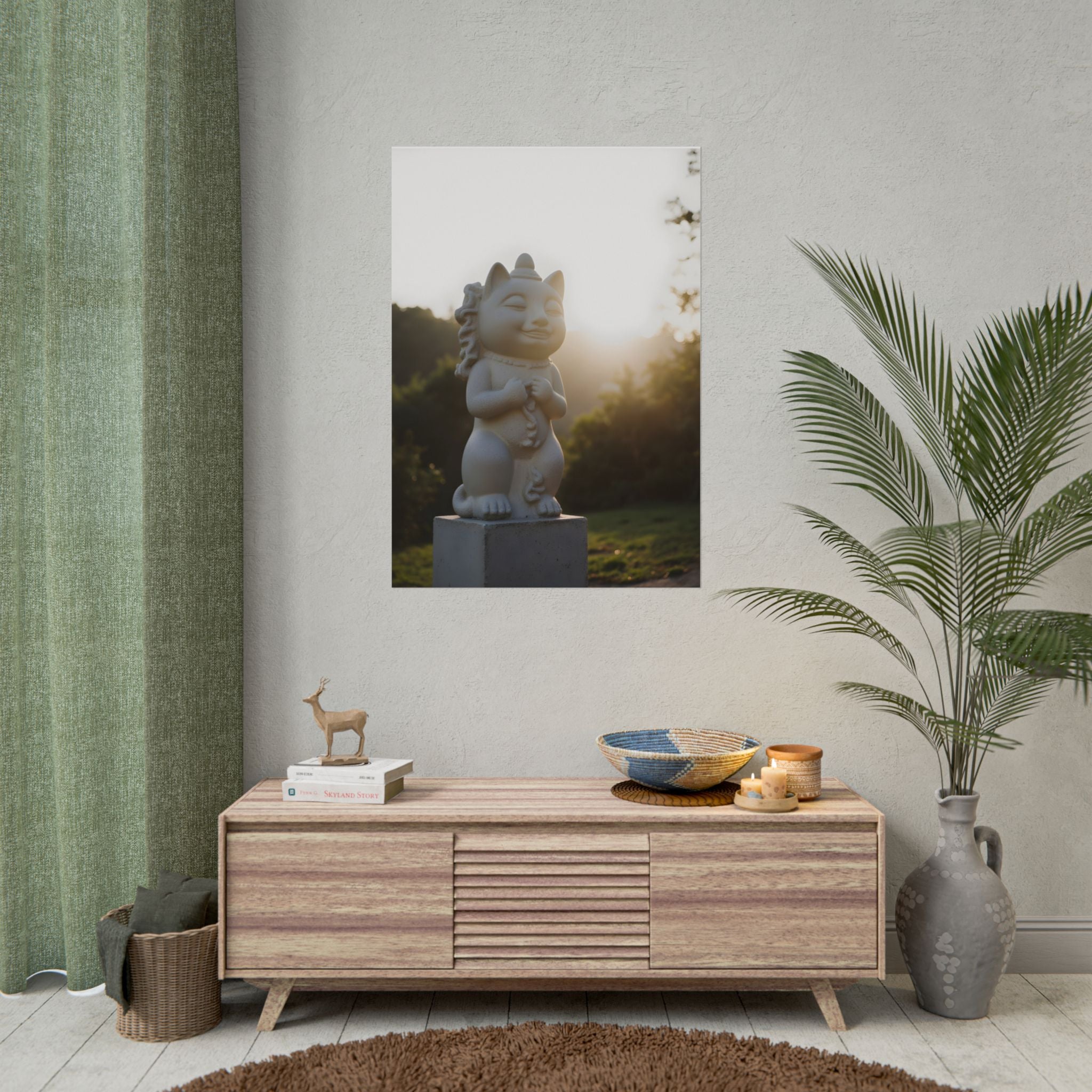 Sunlit Lucky Cat Wall Art - Poster
