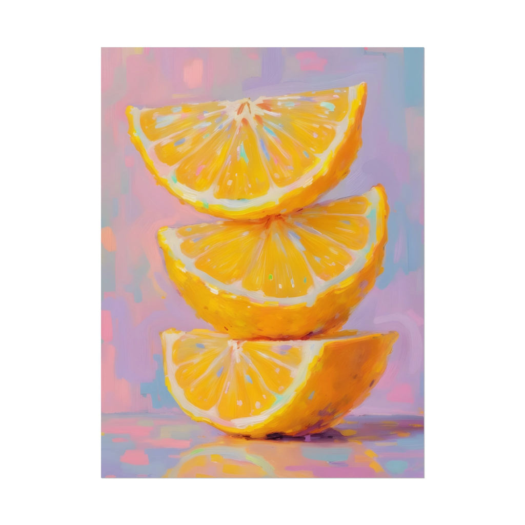 Citrus Slice - Stacked Lemon Wall Art - Stretched Poster