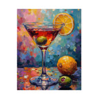 Colorful martini glass with lemon and olive Wall Art - Poster