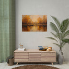 Autumn at the lake with rowboats - Poster