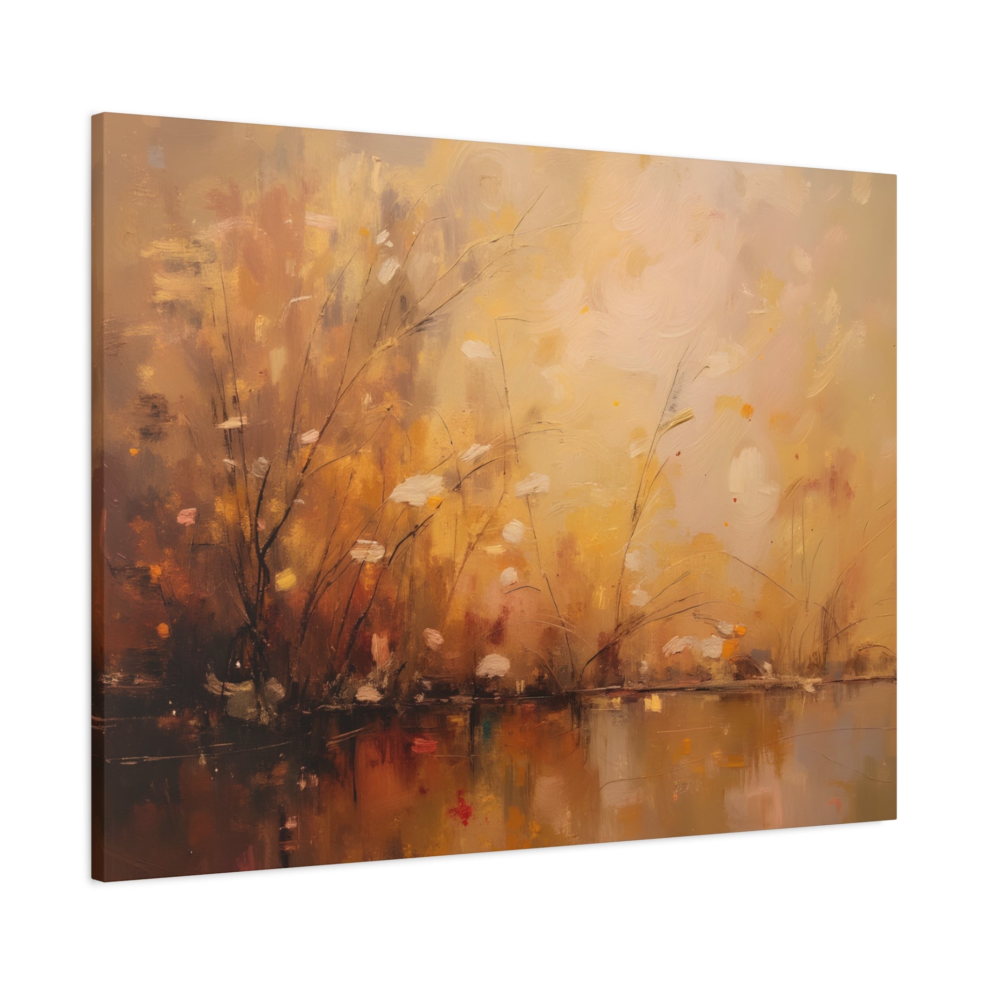Golden Meadow Abstract Wall Art - Stretched Canvas