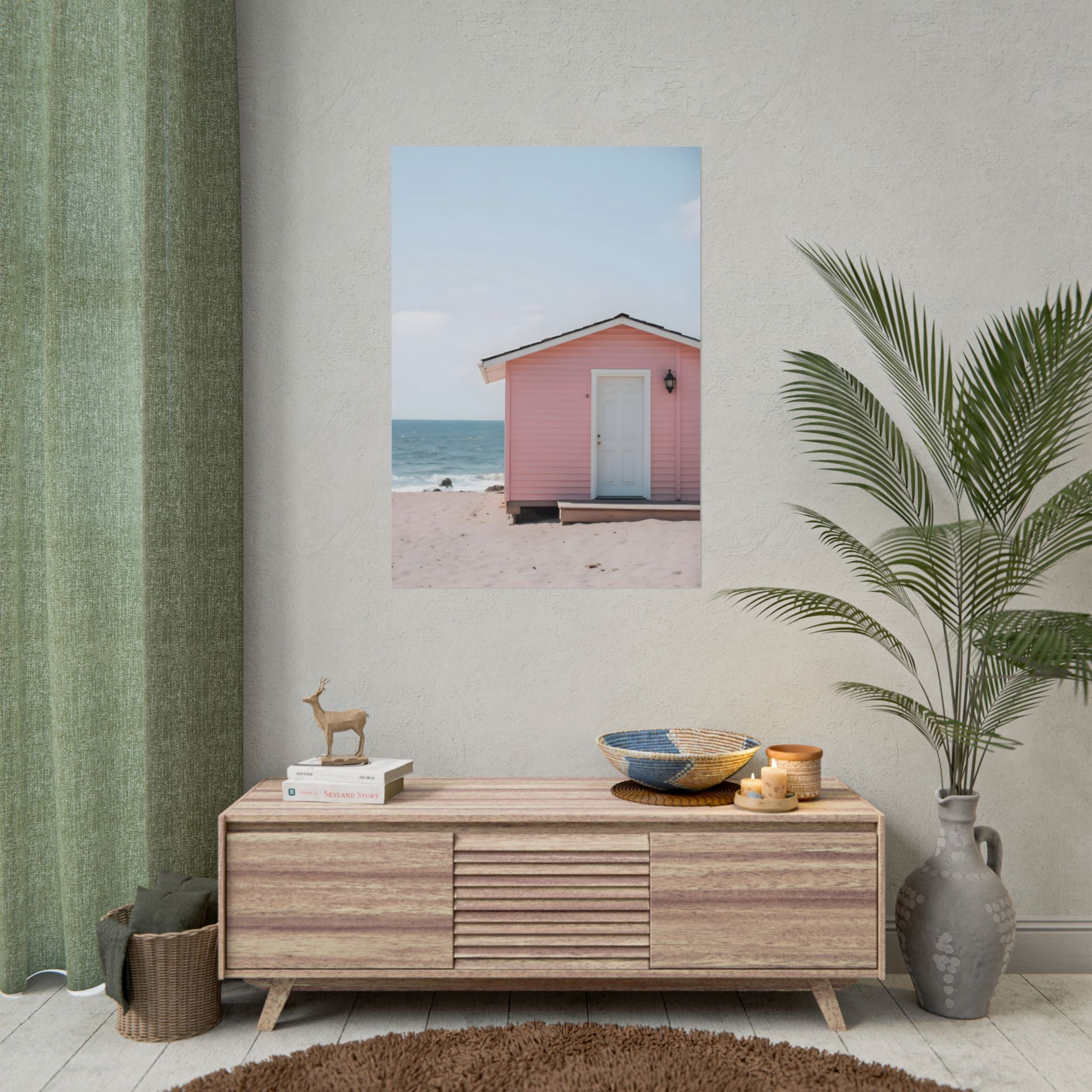 Pink Beach Cottage  Wall Art - Poster