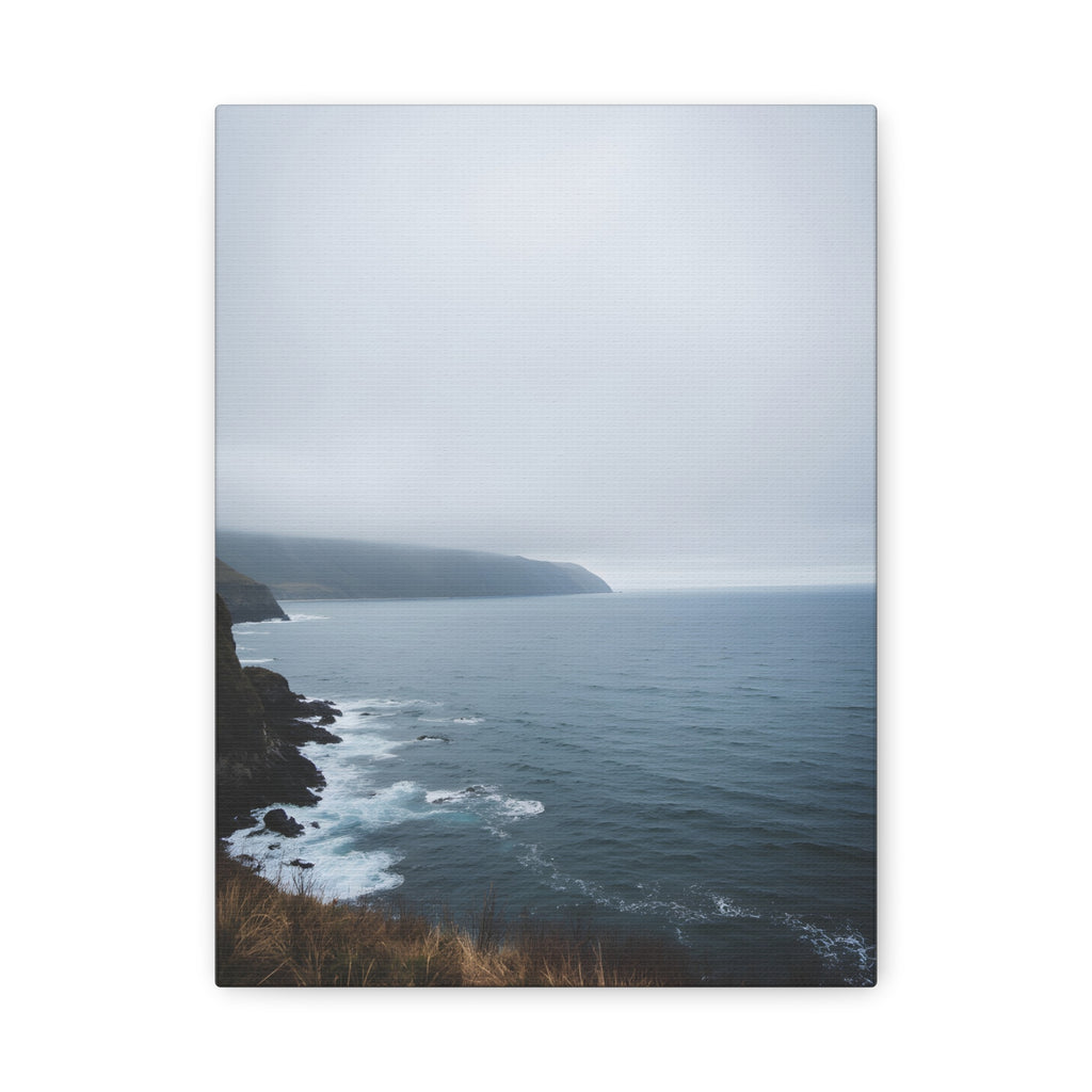 Foggy Coastal Cliff Wall Art  - Stretched Canvas