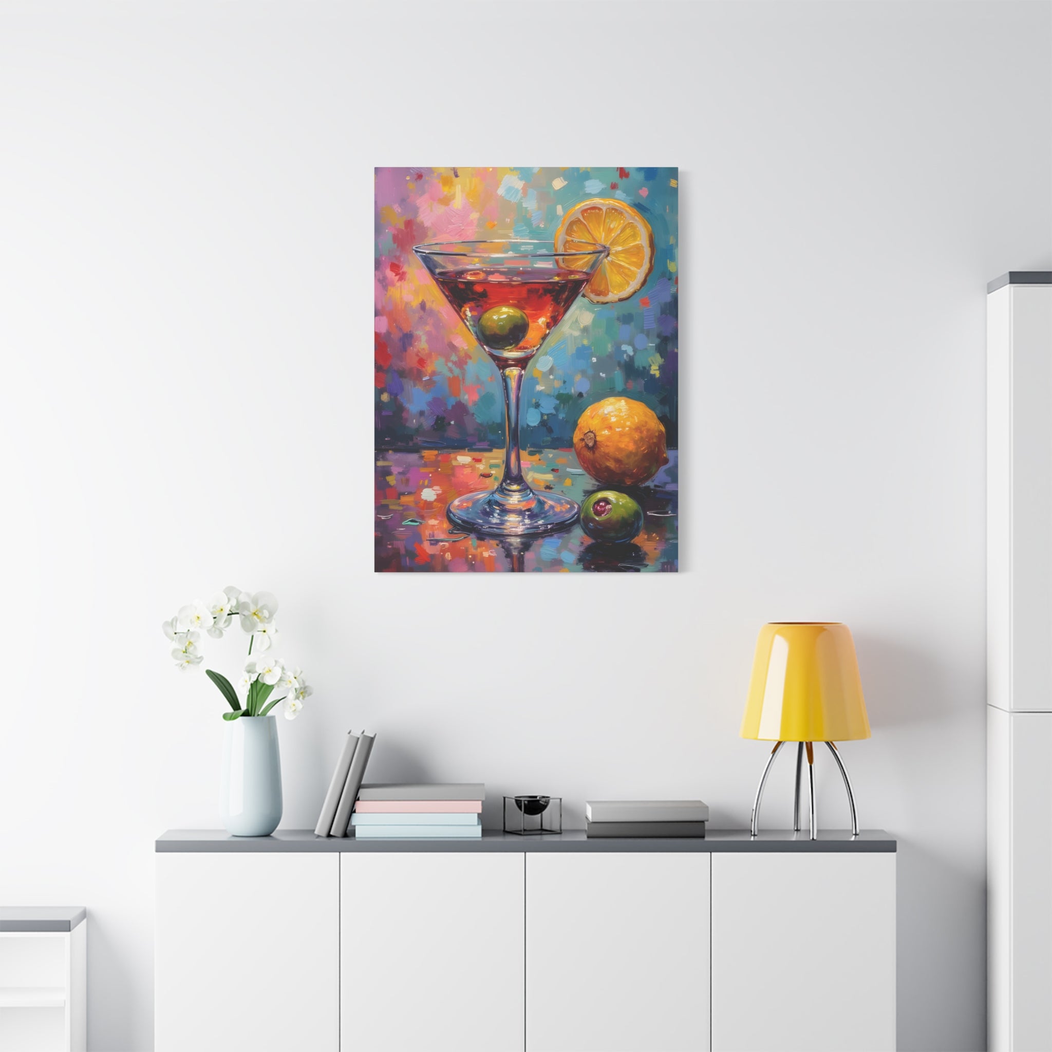 Colourful Martini Glass Matte Canvas Wall Art - Stretched canvas