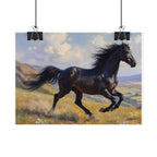 Running Black Stallion Wall Art - Horse Painting - Poster