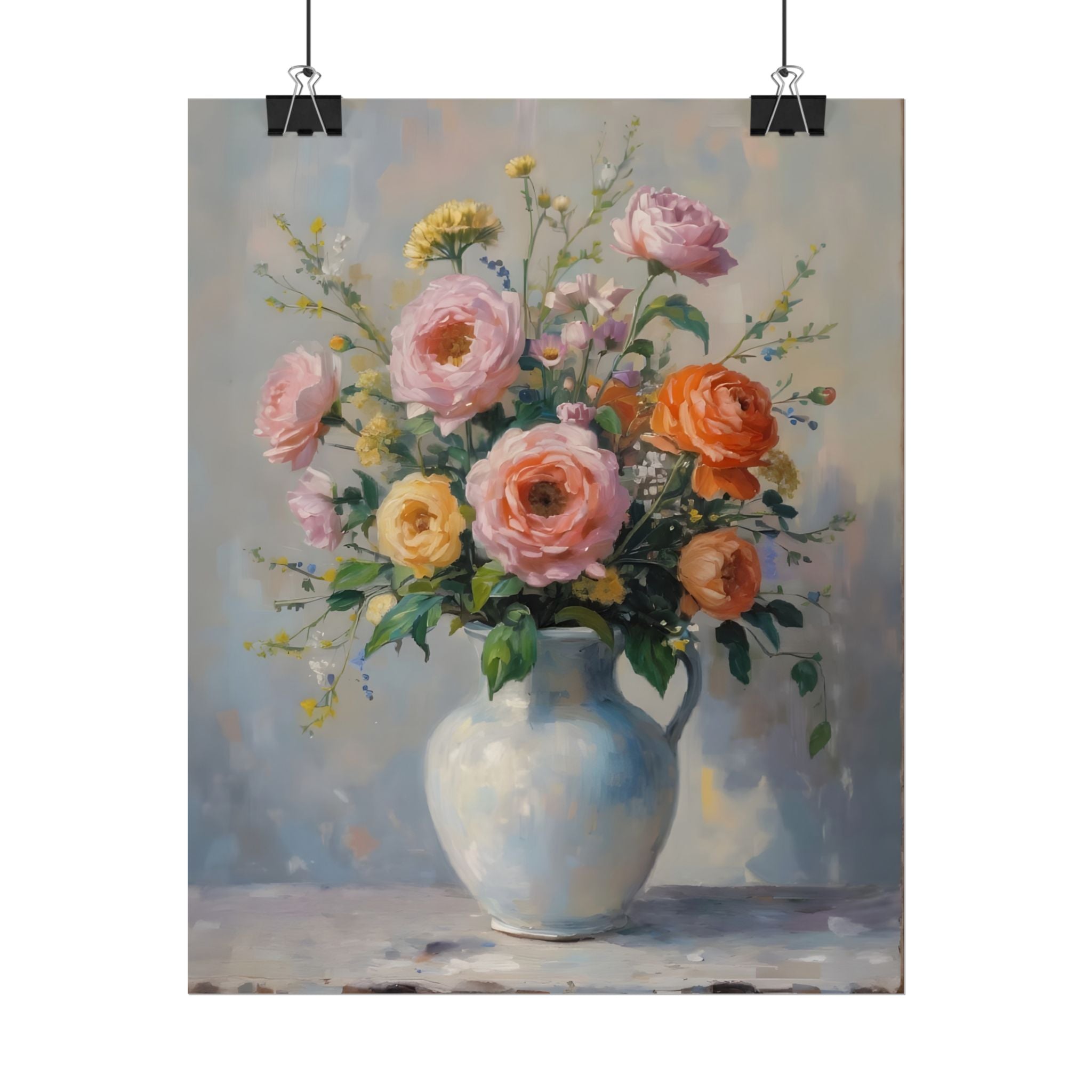 Colourful Roses in Jug Wall Art - Poster
