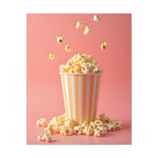 Popcorn with a pink background Wall Art - Stretched Canvas