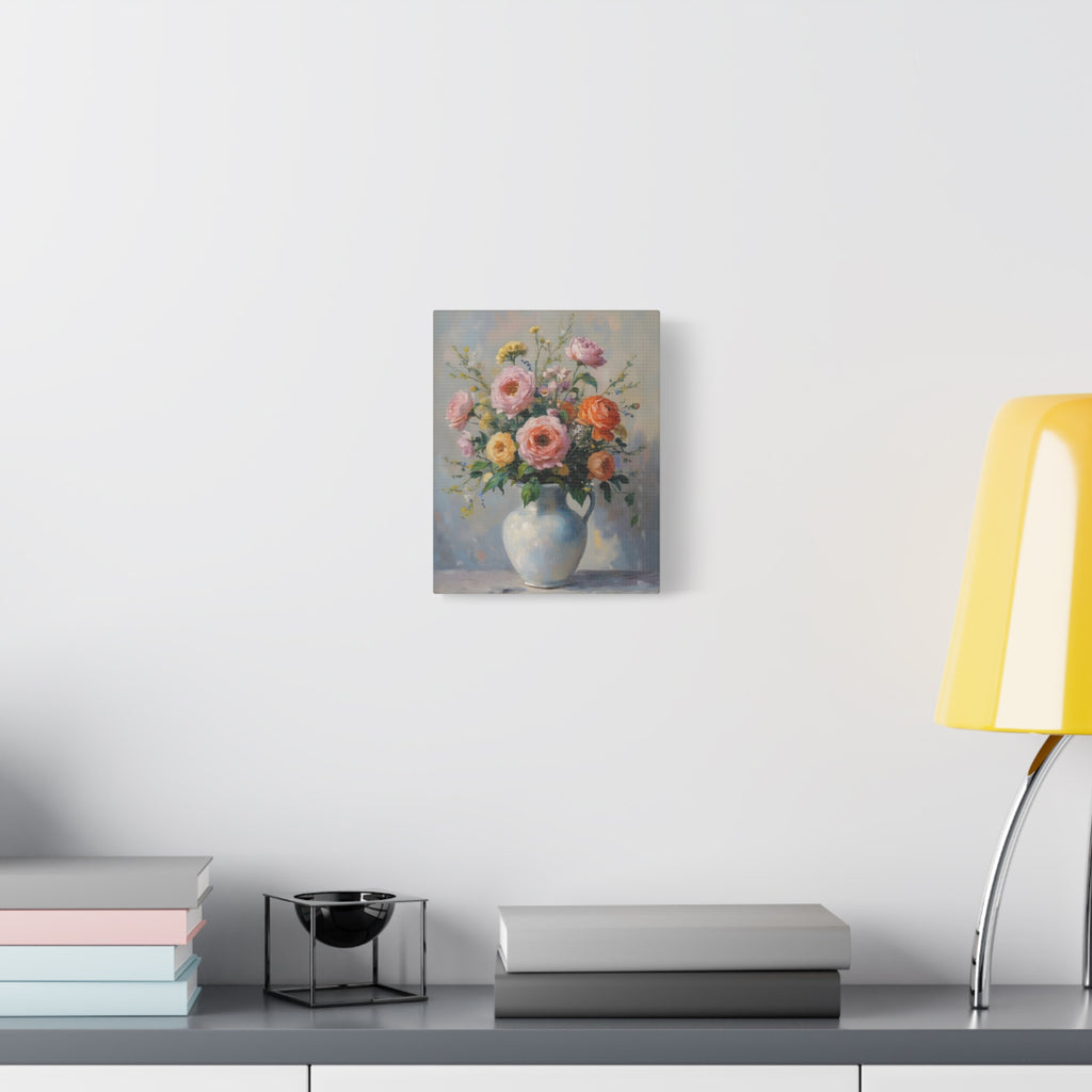 Colourful Roses in Jug Wall Art - Stretched Canvas