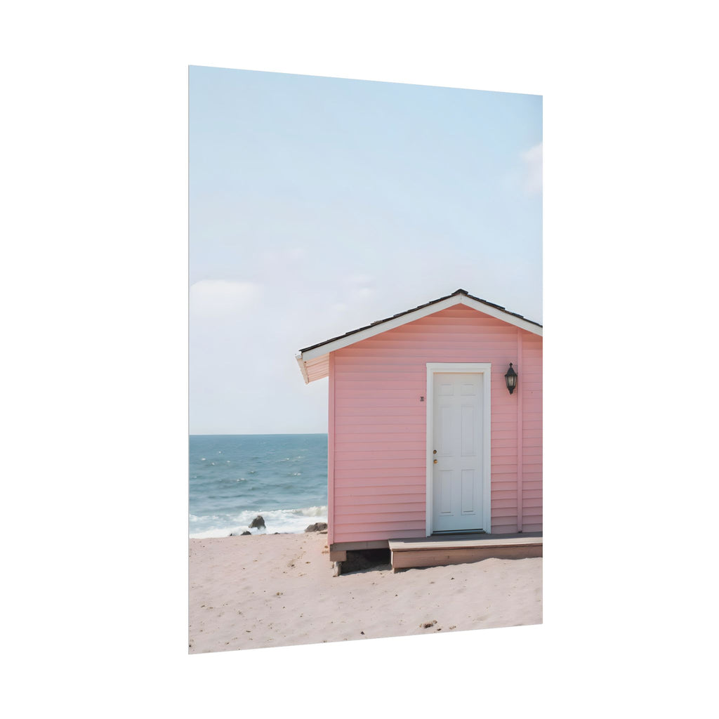 Pink Beach Cottage  Wall Art - Poster