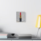 Red Lipstick Canvas Art — Cosmetic Pop Still Life Wall Decor