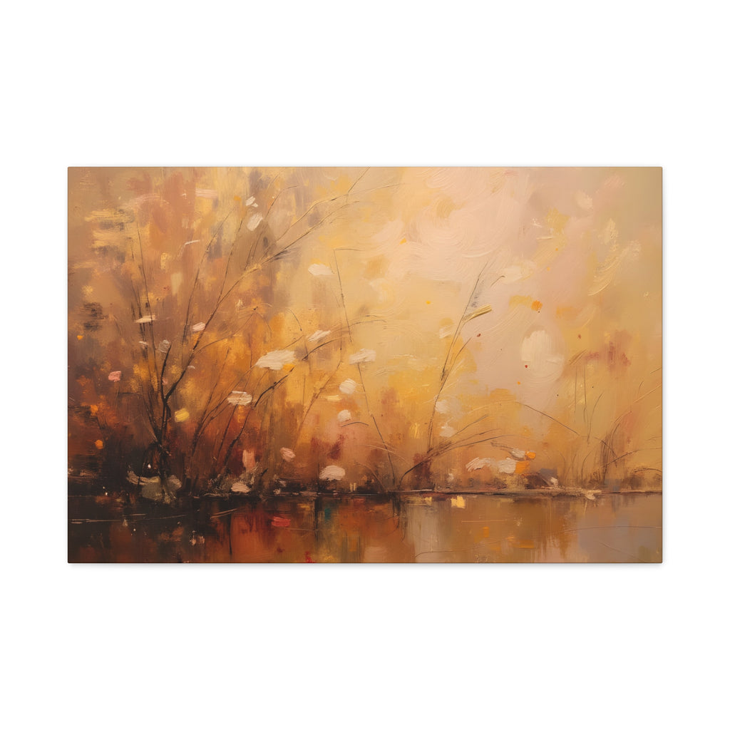 Golden Meadow Abstract Wall Art - Stretched Canvas
