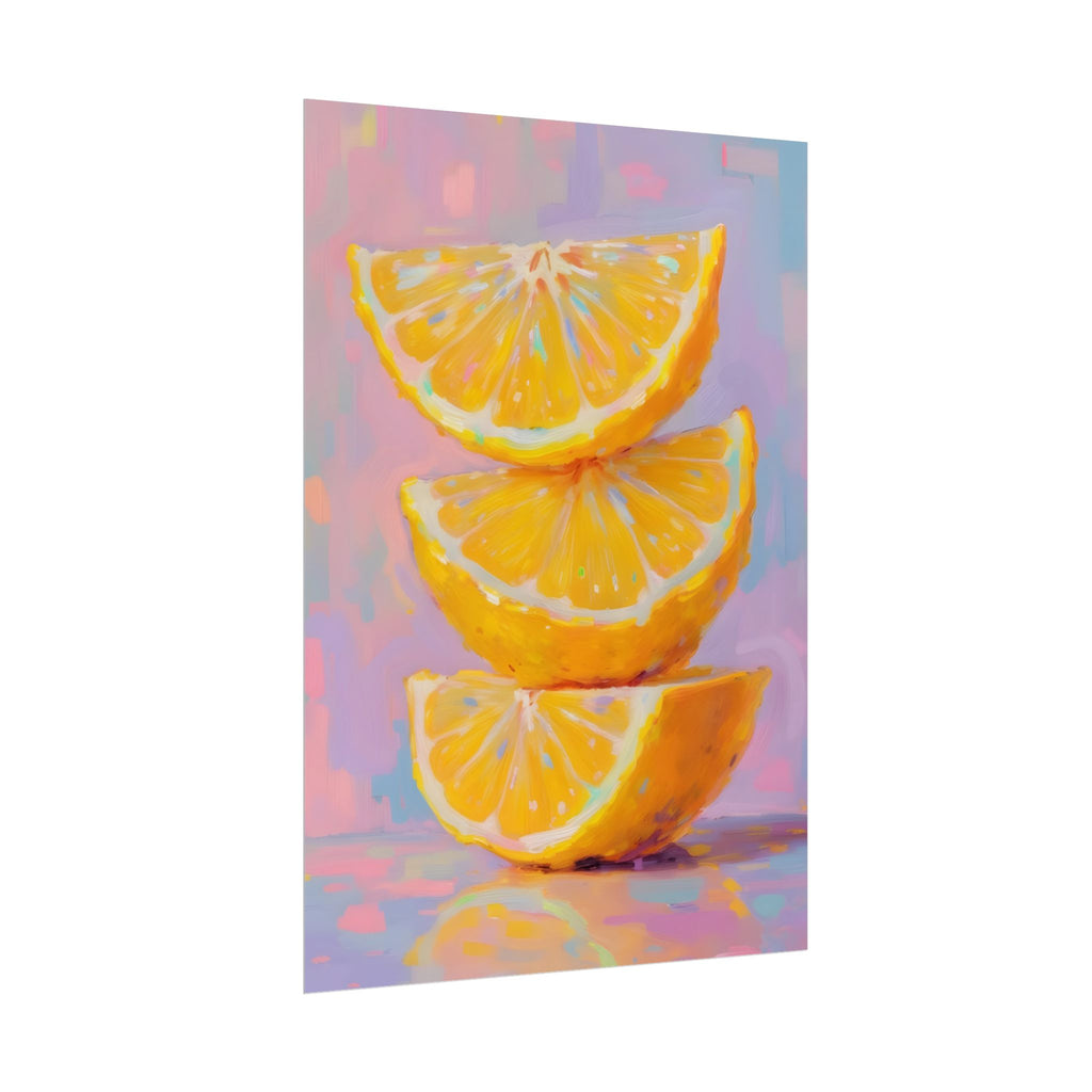 Citrus Slice - Stacked Lemon Wall Art - Stretched Poster