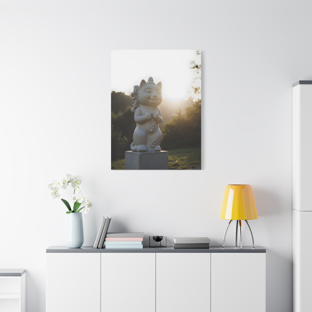 Sunlit Lucky Cat Wall Art - Stretched Canvas