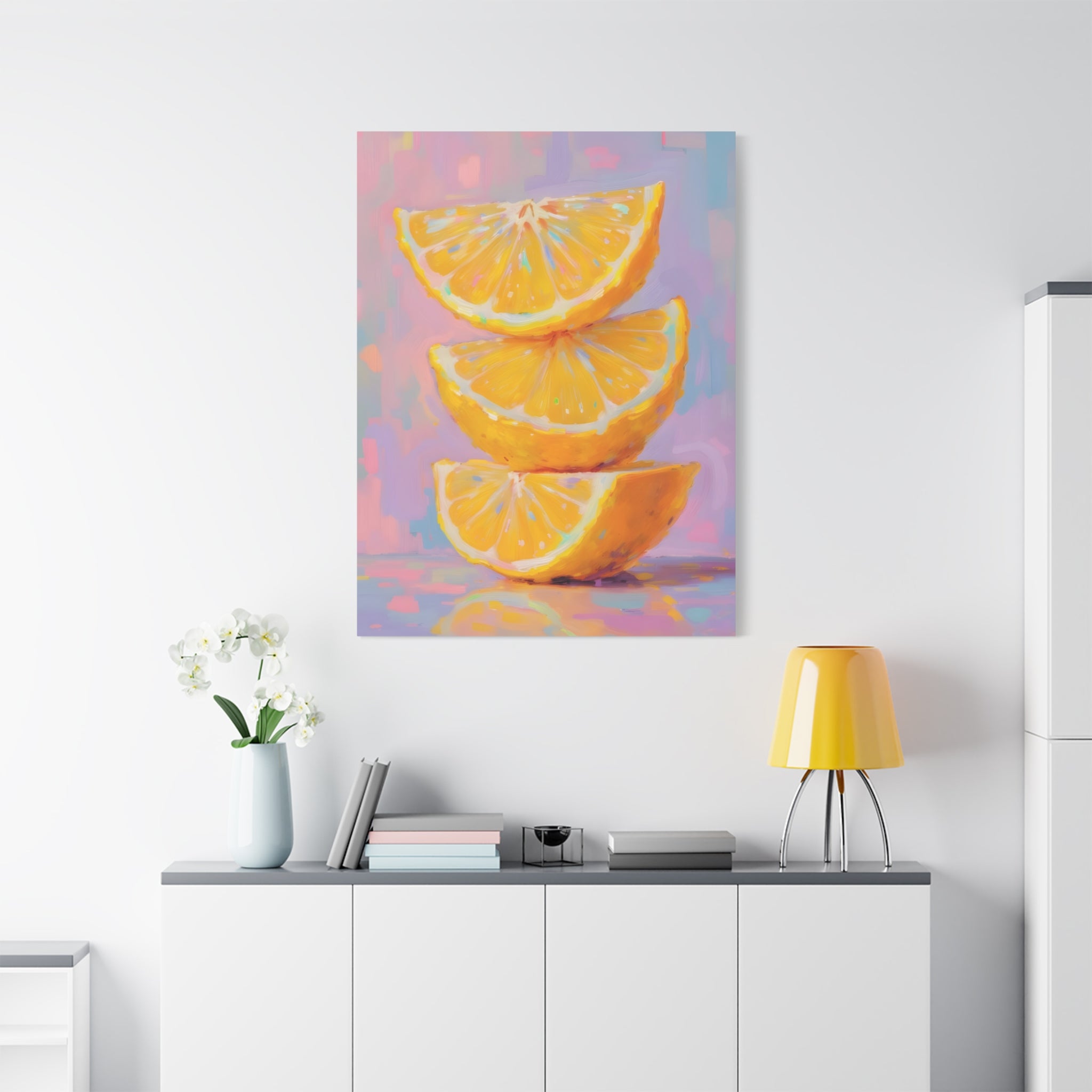Citrus Slice - Stacked Lemon Wall Art - Stretched Canvas