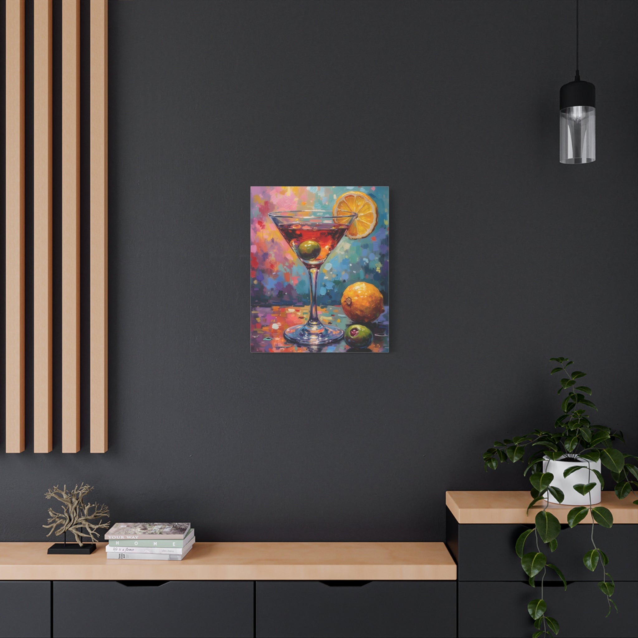 Colourful Martini Glass Matte Canvas Wall Art - Stretched canvas