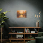 Autumn at the lake with rowboats Wall Art - Stretched Canvas