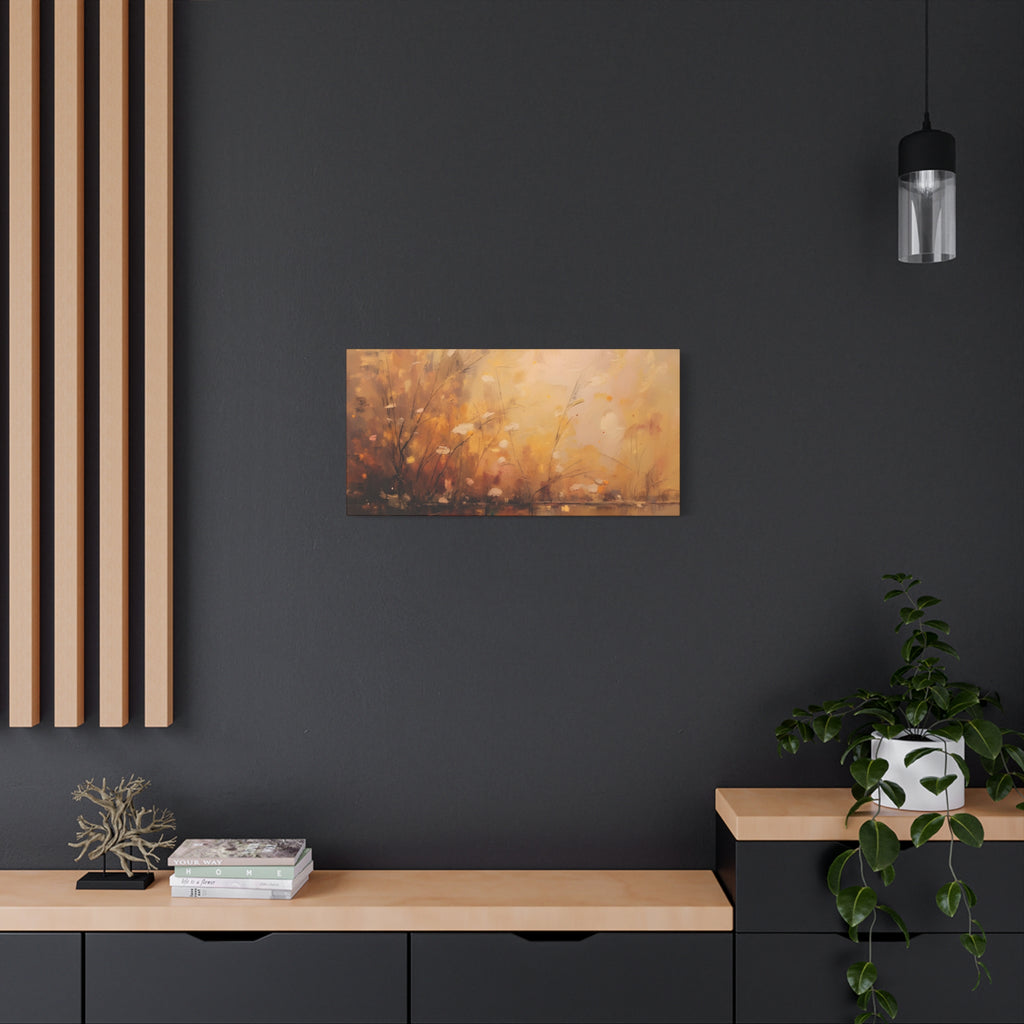 Golden Meadow Abstract Wall Art - Stretched Canvas