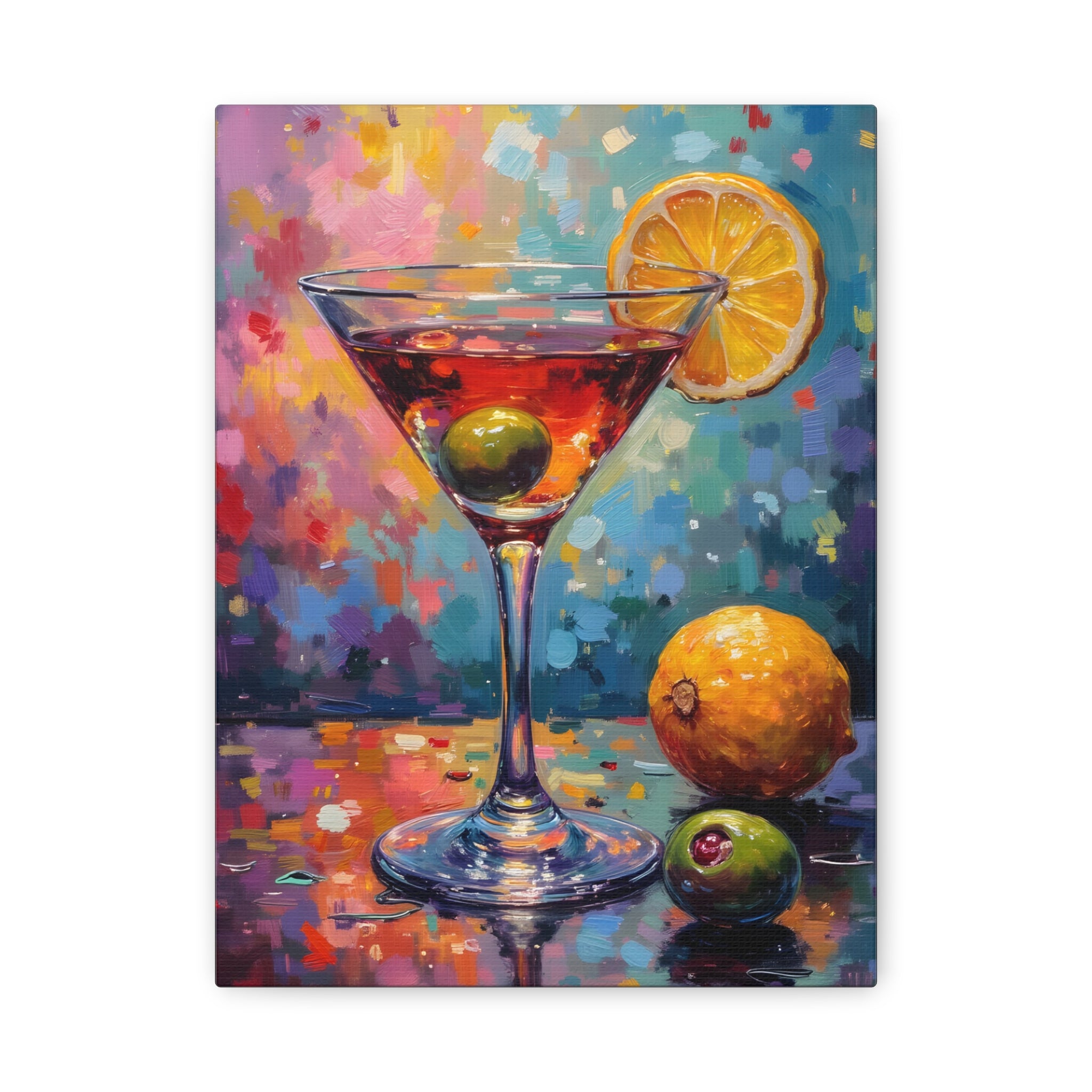 Colourful Martini Glass Matte Canvas Wall Art - Stretched canvas