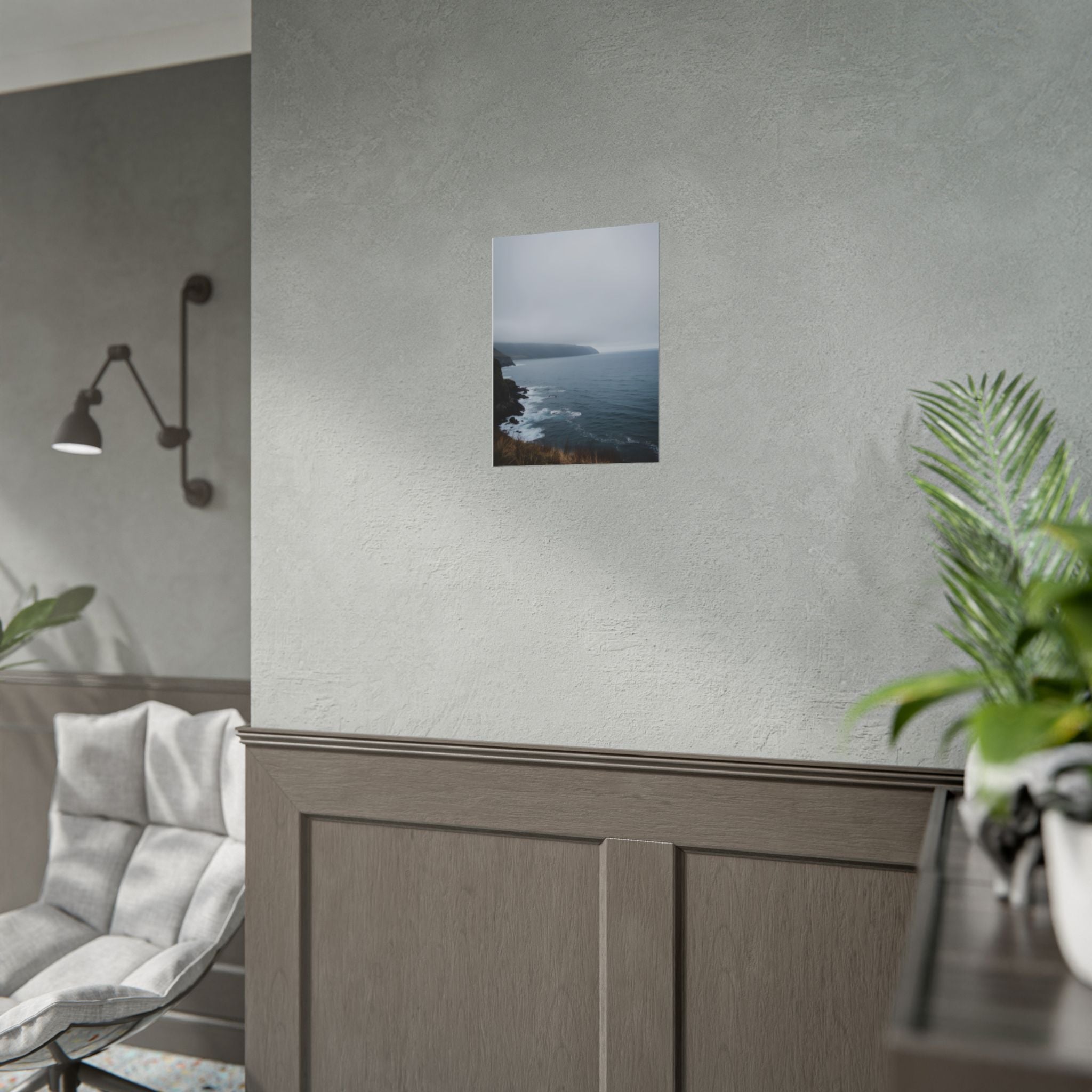 Foggy Coastal Cliff Wall Art  - Poster