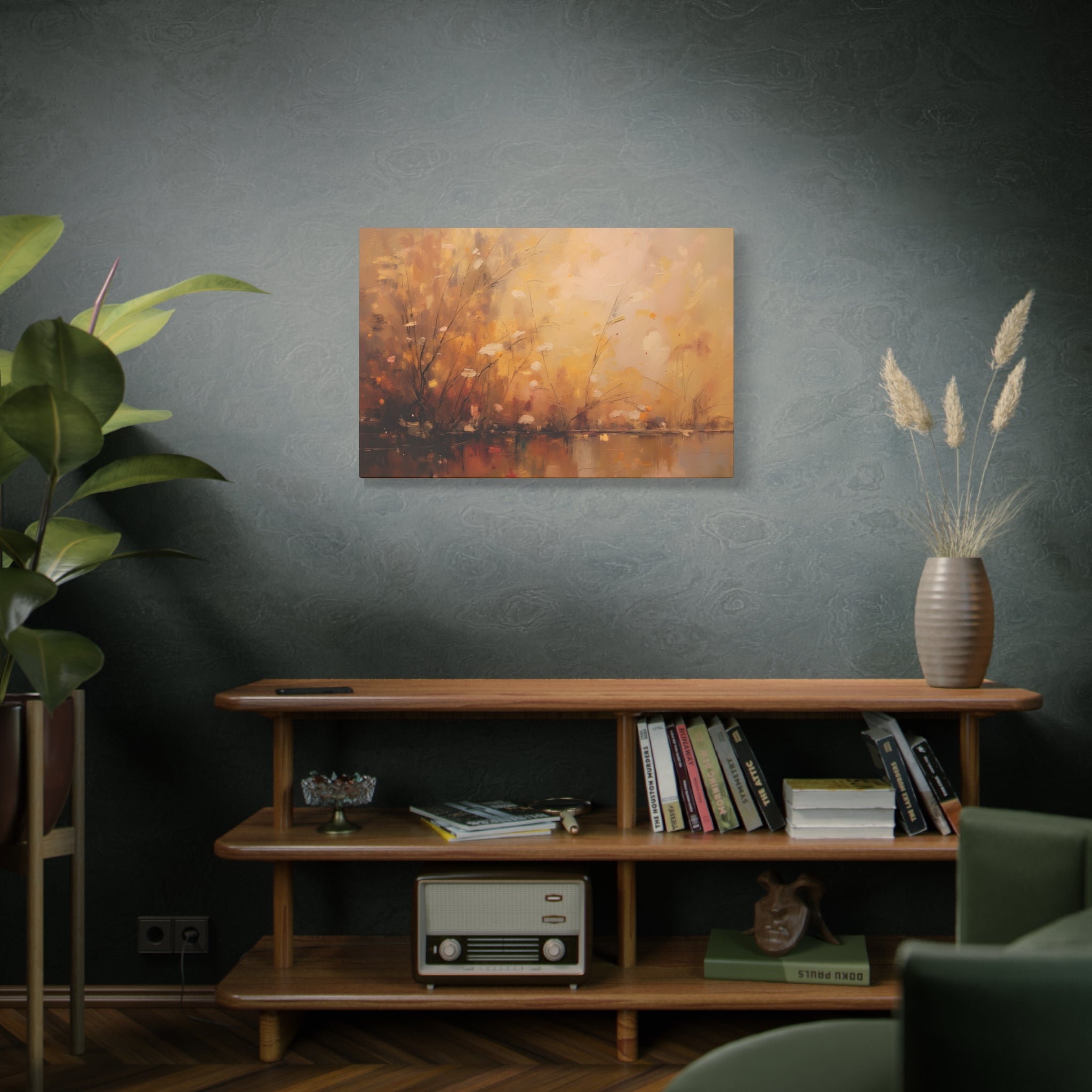 Golden Meadow Abstract Wall Art - Stretched Canvas