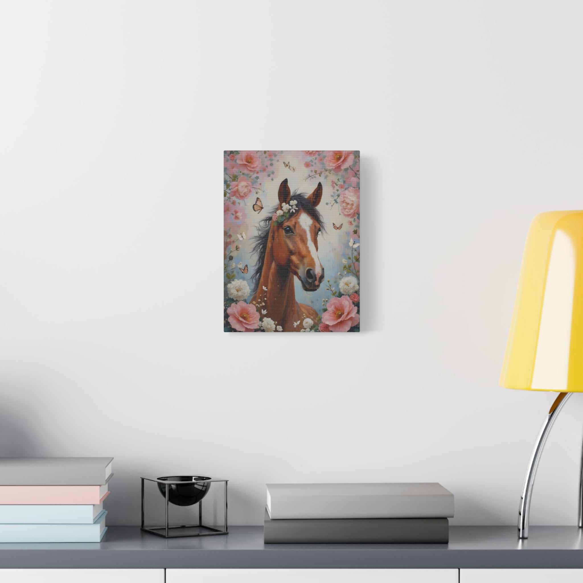 Floral Horse Portrait Canvas — Matte Stretched Wall Art