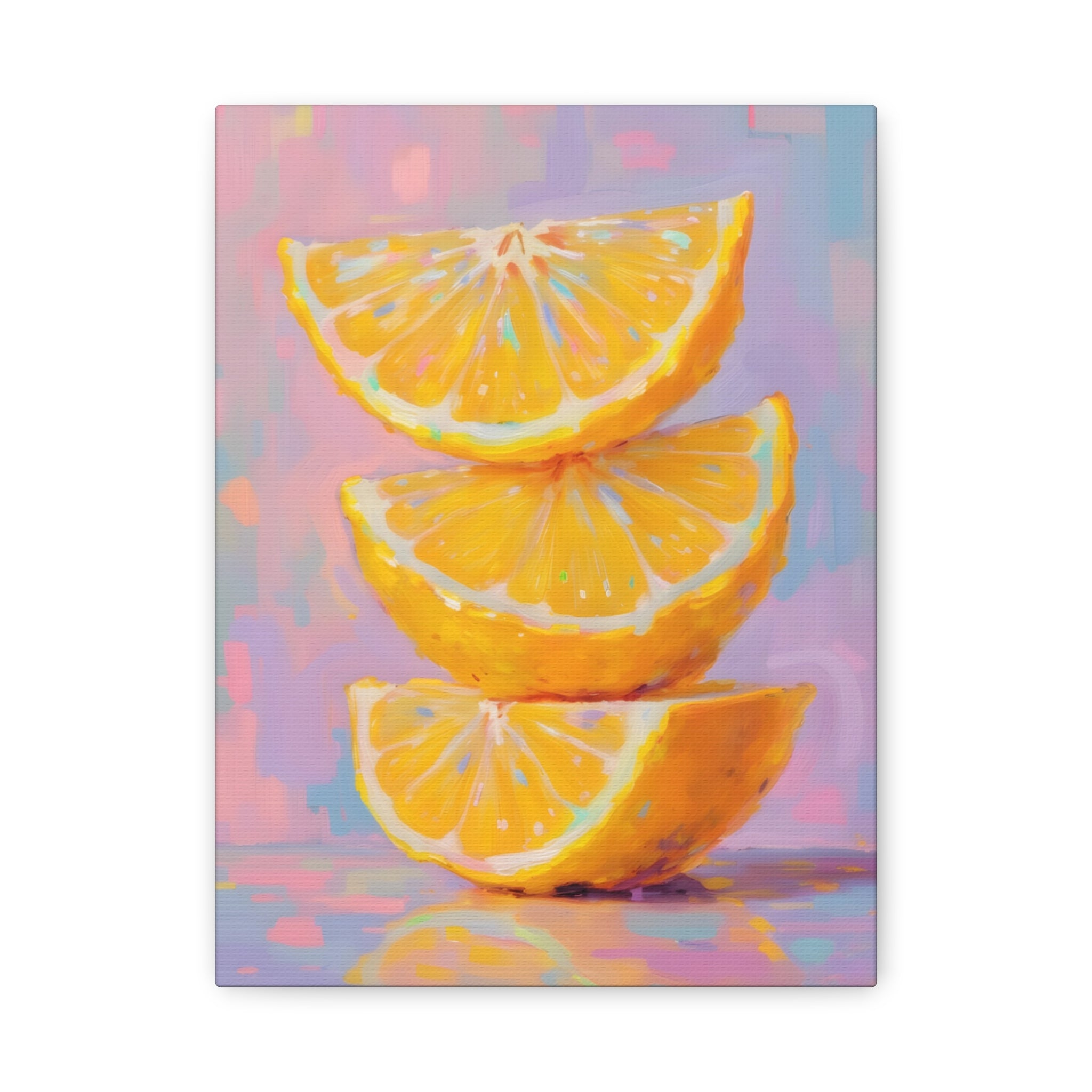 Citrus Slice - Stacked Lemon Wall Art - Stretched Canvas