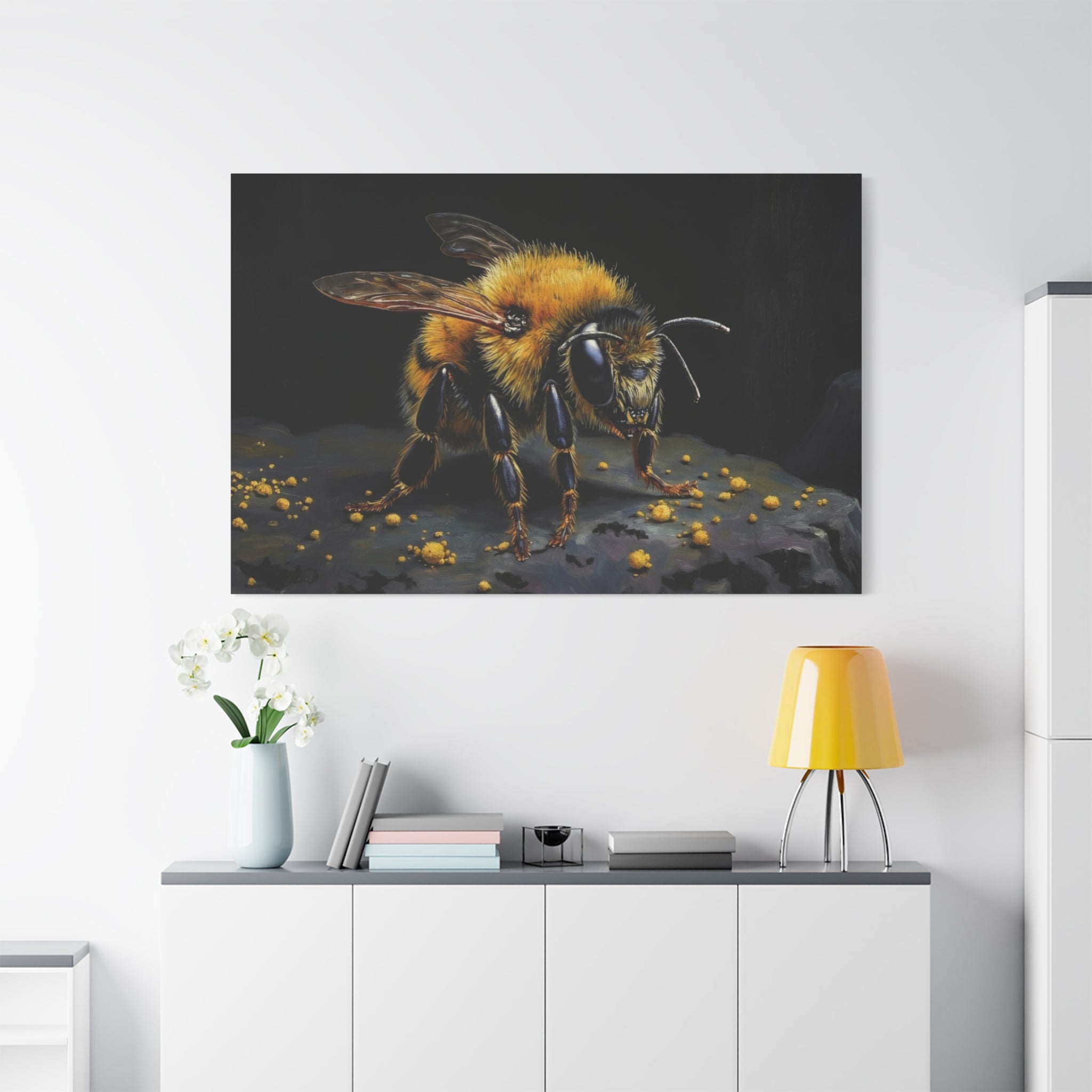 Bumblebee Canvas Print — Realistic Bee Wall Art on Matte Stretched Canvas