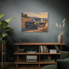 Vintage Mustang Sunset Wall Art - Classic Muscle Car - Stretched Canvas