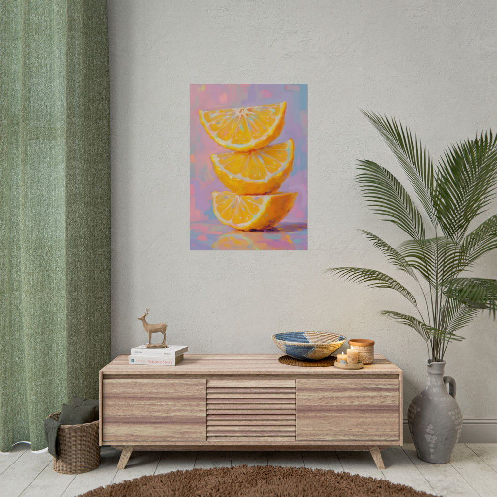 Citrus Slice - Stacked Lemon Wall Art - Stretched Poster