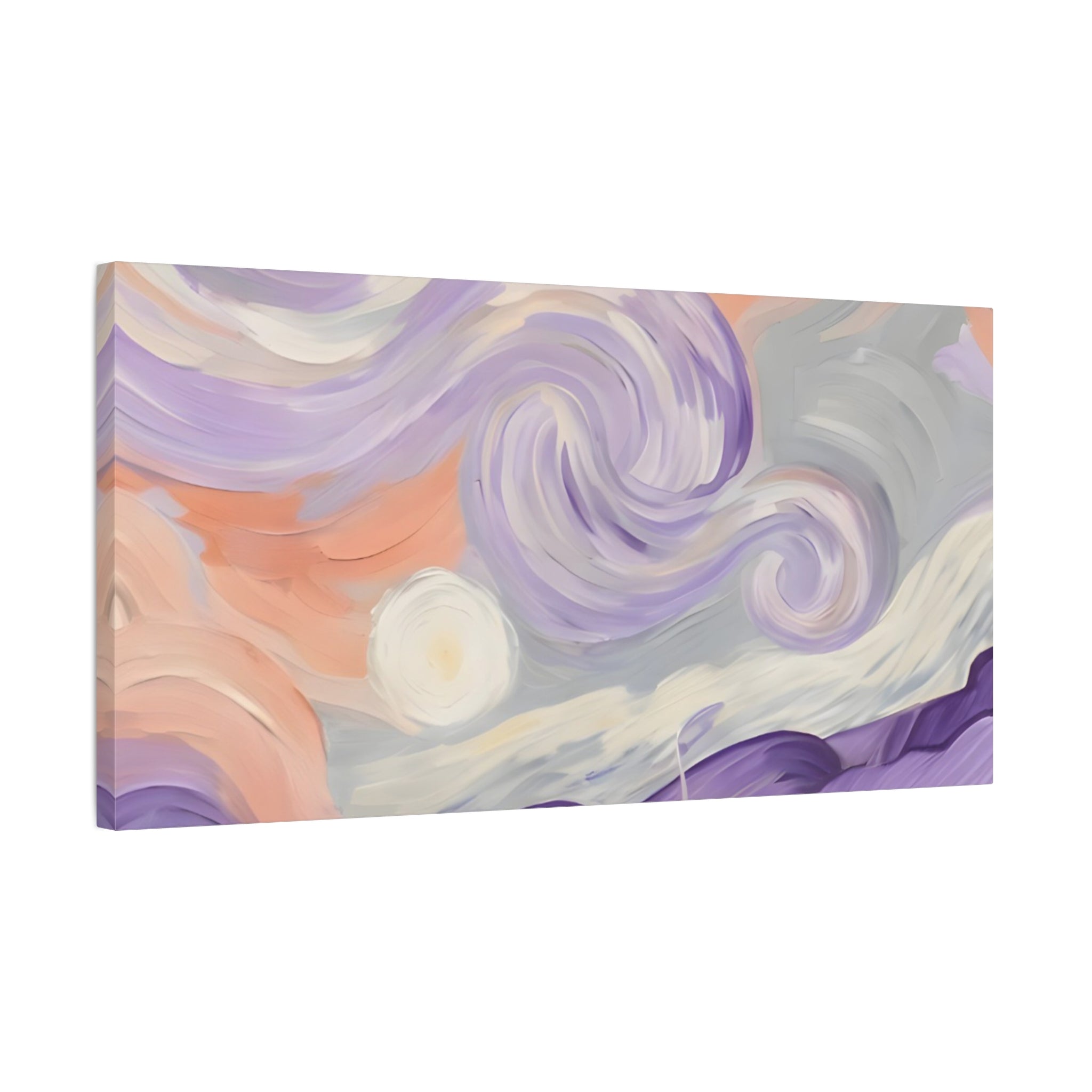 Abstract Swirl Canvas Art – Lavender & Peach Matte Stretched Canvas