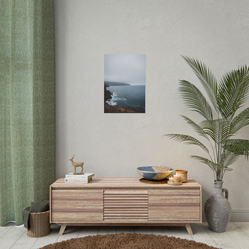 Foggy Coastal Cliff Wall Art  - Poster