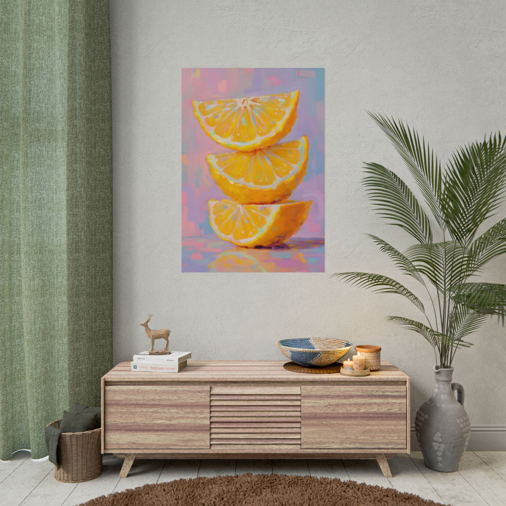 Citrus Slice - Stacked Lemon Wall Art - Stretched Poster