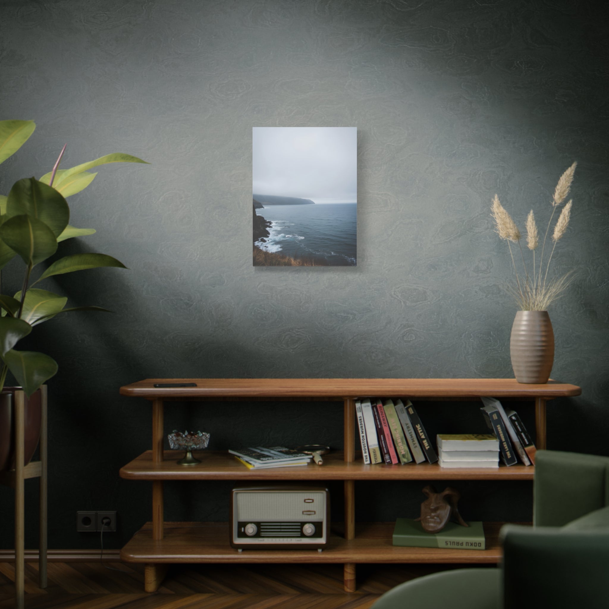 Foggy Coastal Cliff Wall Art  - Stretched Canvas