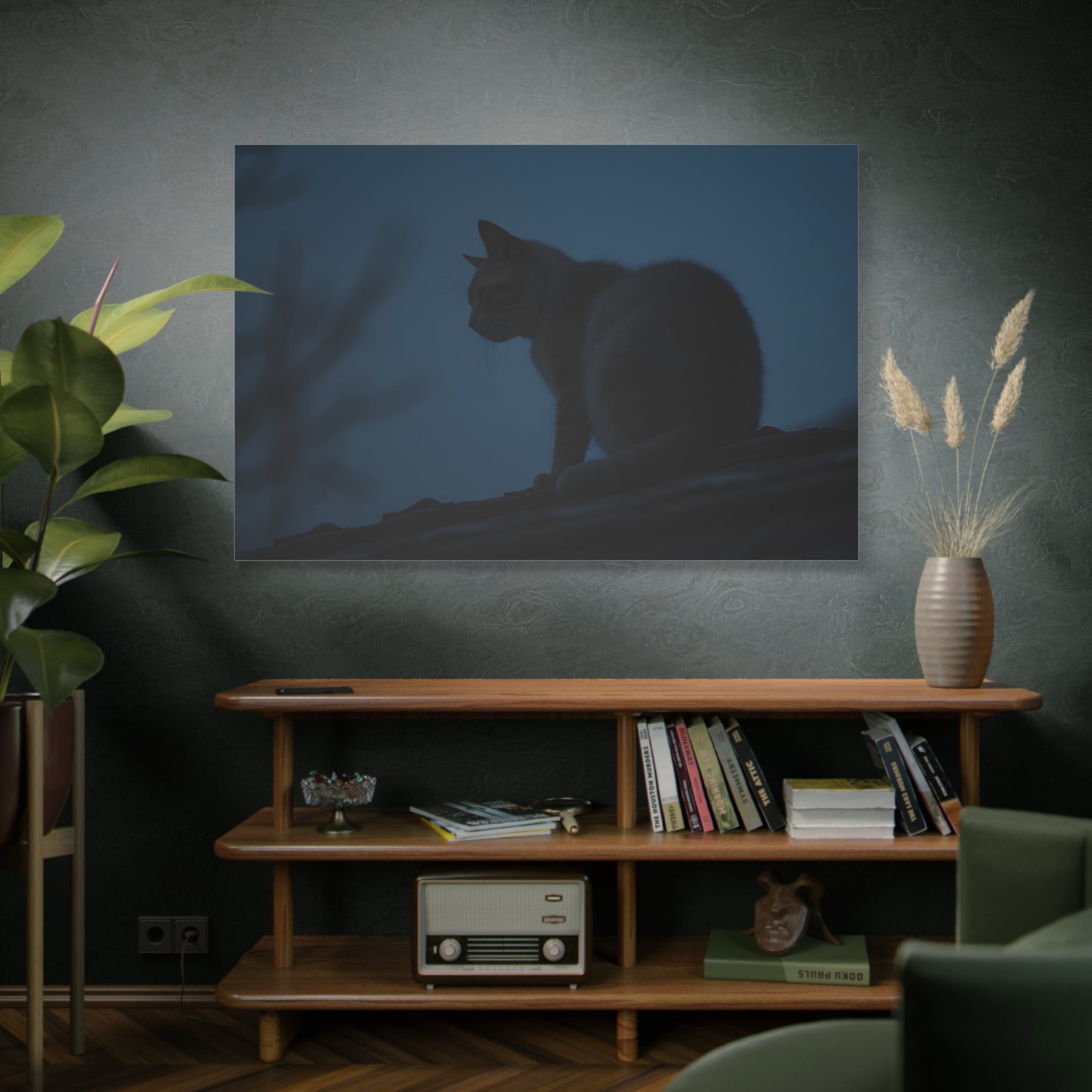 Nightwatch Cat Wall Art - Stretched canvas