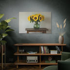 Sunflowers in Green Pitcher Wall Art - Stretched Canvas
