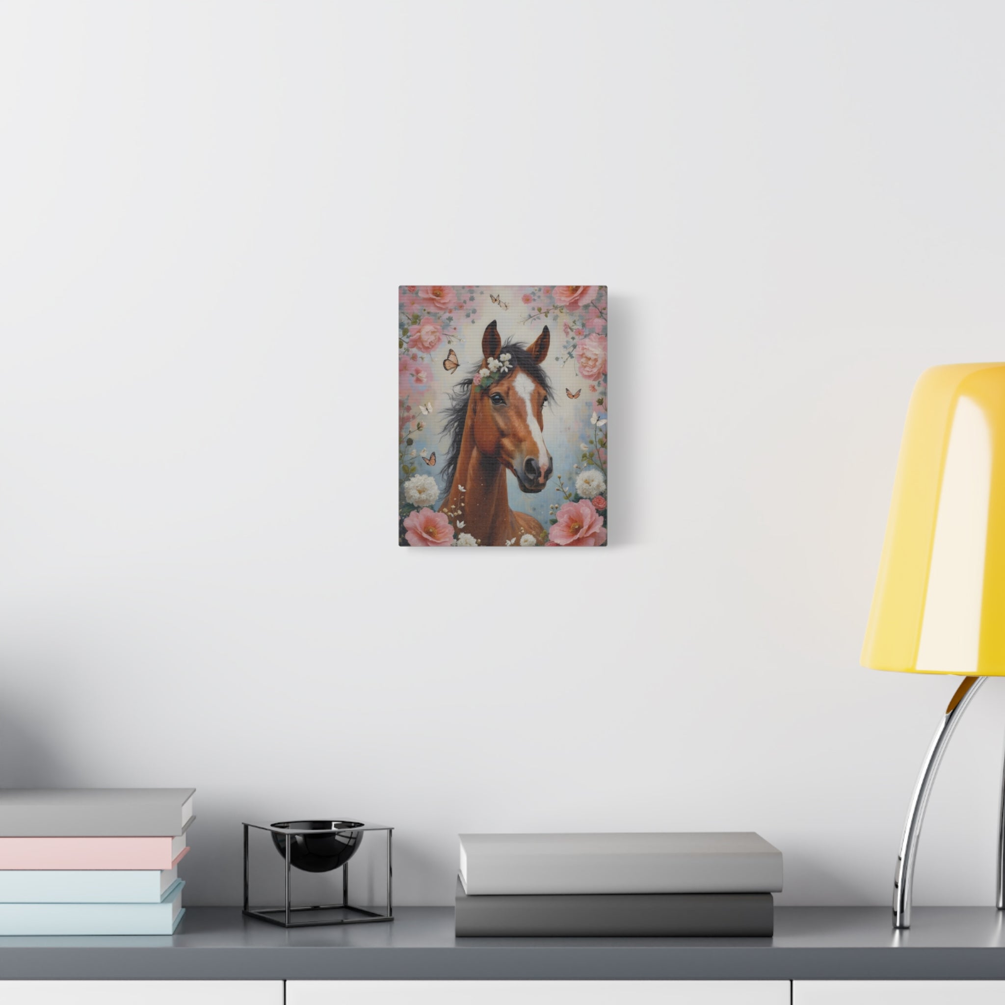 Floral Horse Portrait Canvas — Matte Stretched Wall Art