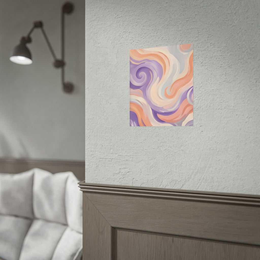 Abstract Swirl Poster - Peach & Lavender Fluid Art Rolled Wall Print