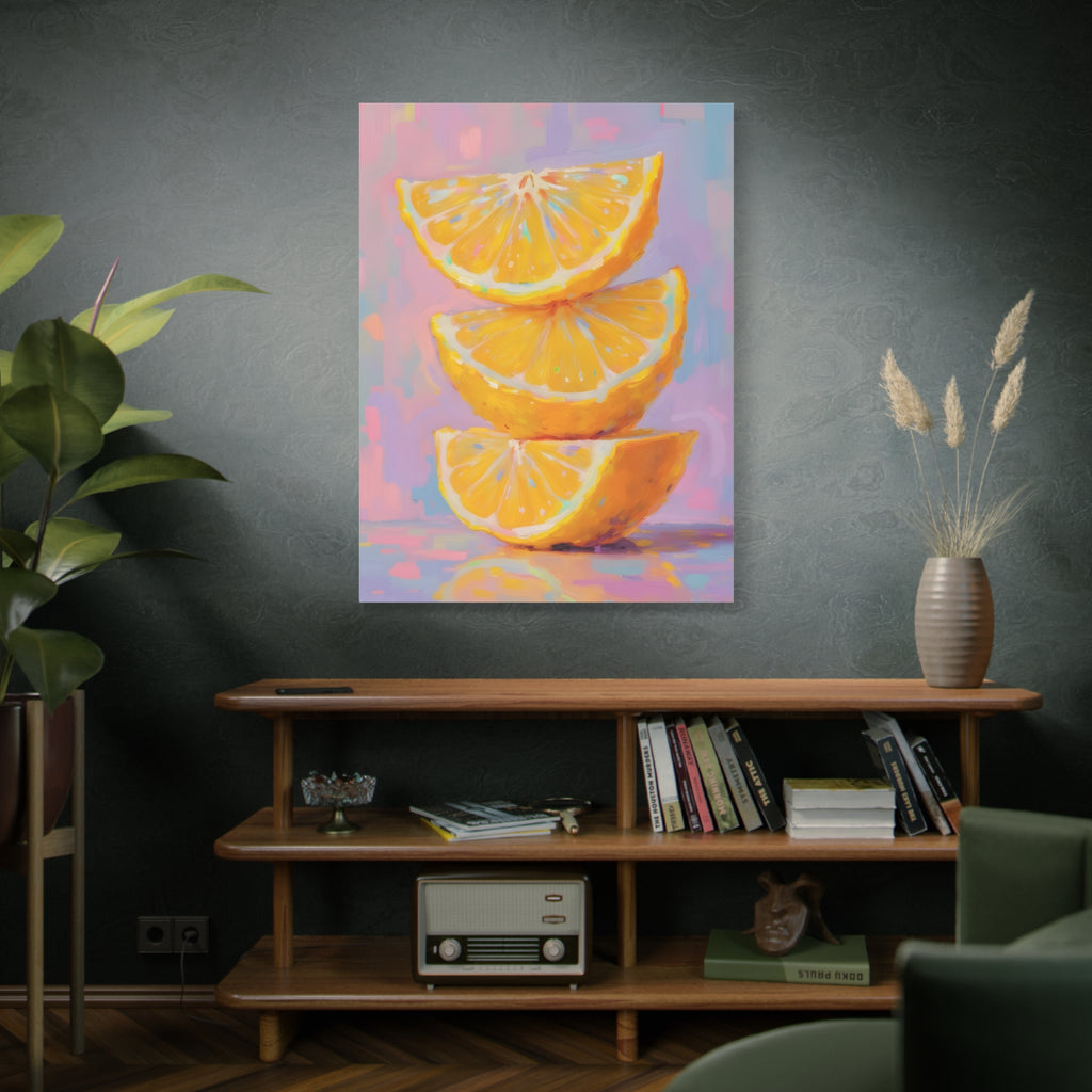 Citrus Slice - Stacked Lemon Wall Art - Stretched Canvas