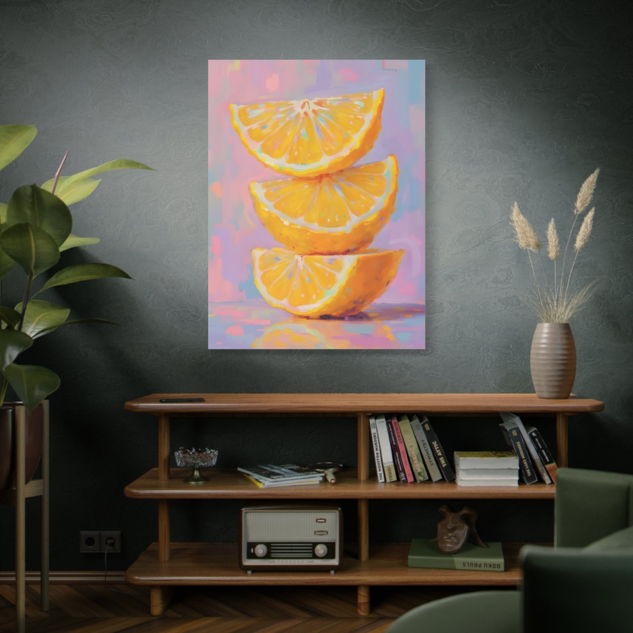 Citrus Slice - Stacked Lemon Wall Art - Stretched Canvas